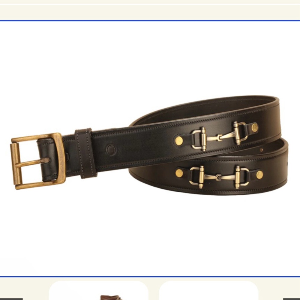 Tory Black Leather Belt with Gold Buckle